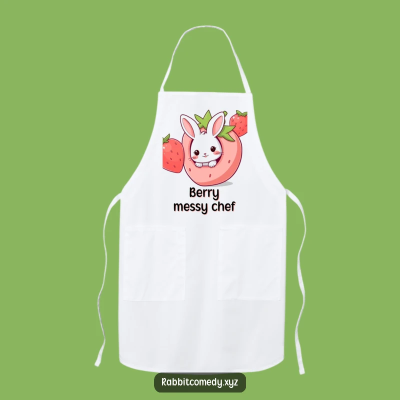 Funny Apron: Kawaii Rabbit Strawberry Surprise, Kitchen Fun, Hilarious Gift