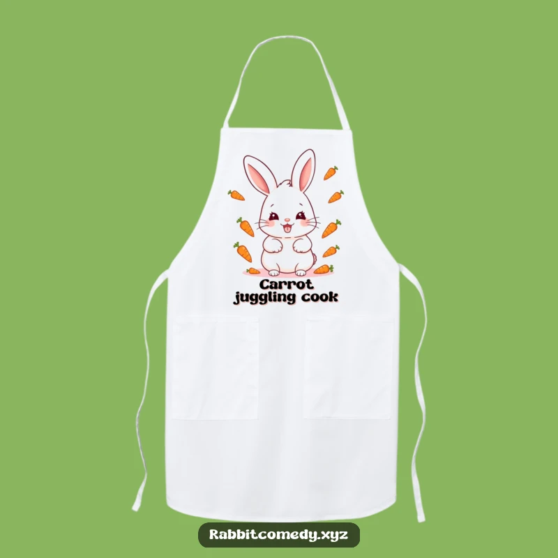 Funny Kawaii Rabbit Carrot Juggler Apron: Cook with Playful Flair