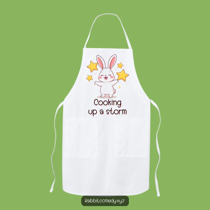 Funny Rabbit Juggling Stars Apron: Kitchen Cheer Cheer