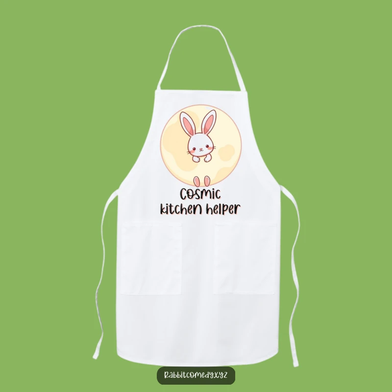 Funny Peeking Rabbit Moon Apron - Whimsical Kitchen Fun & Gift