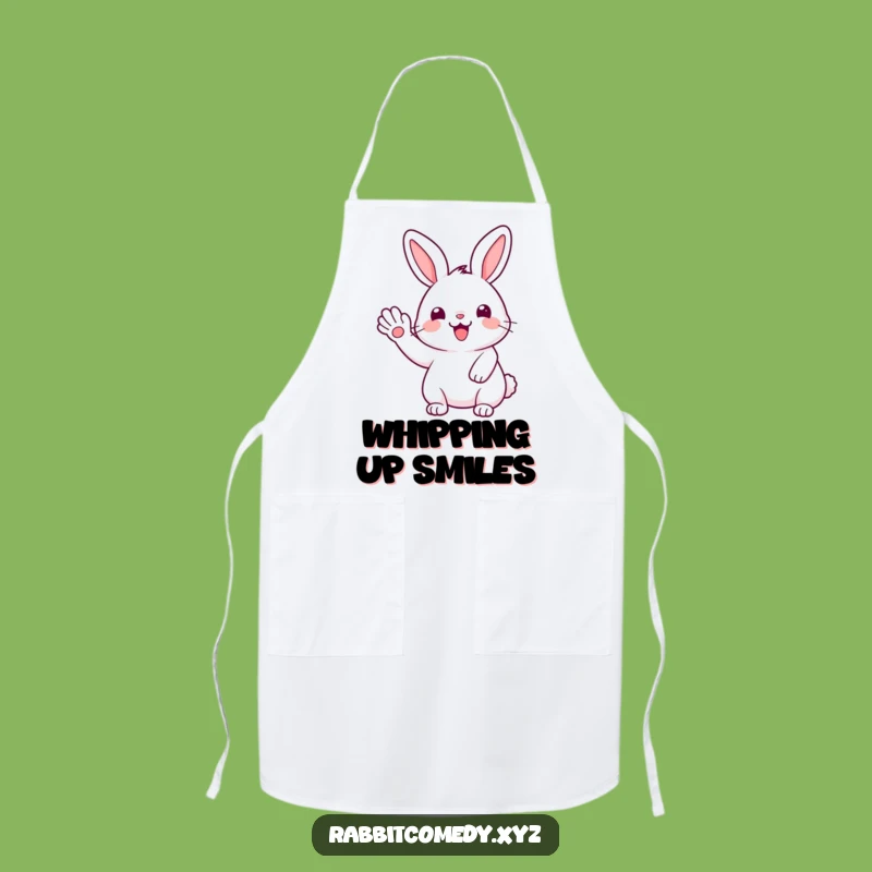Funny Apron: Kawaii Rabbit's Friendly Wave, Kitchen Cheer, Hilarious Gift