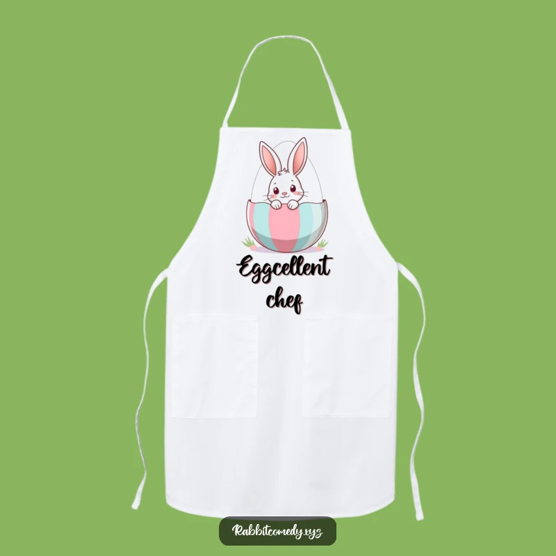 Funny Curious Rabbit Apron: Easter Egg Peeking Chef Wear, Humorous Gift