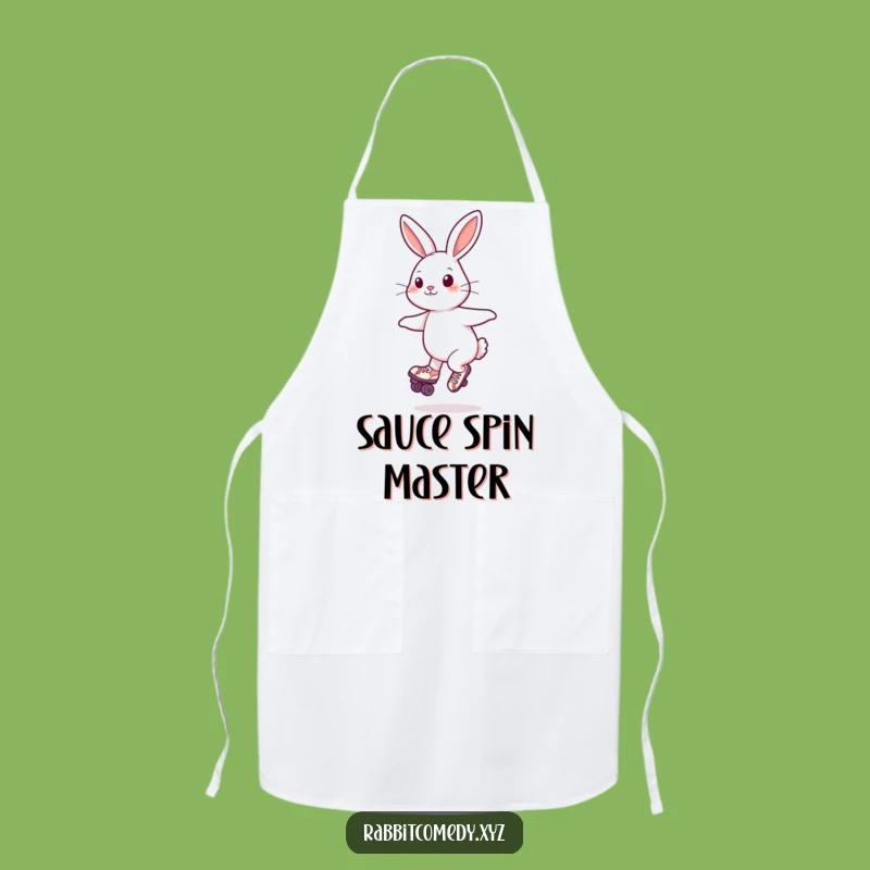 Funny Playful Rabbit Roller Skate Apron: Kitchen Character Fun Funny Gift