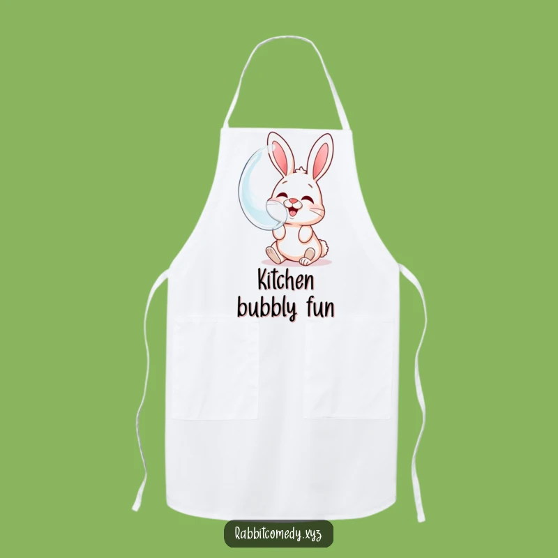 Funny Giggling Rabbit Bubble Apron: Kitchen Fun Reflection