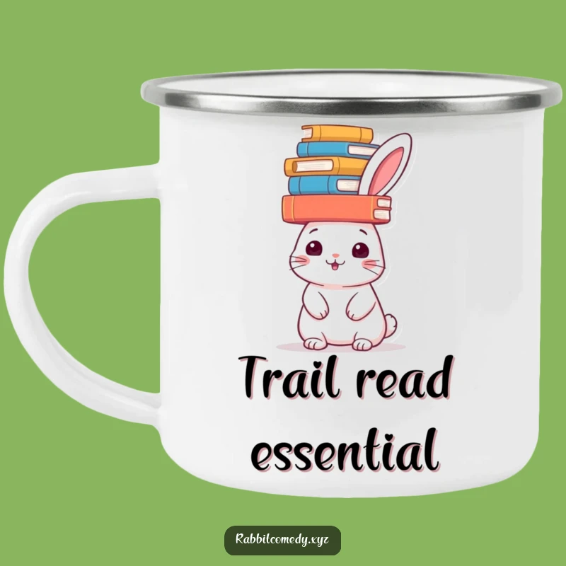 Adventure-Ready Funny Bookworm Rabbit Mug: Your Funny Gift for the Trail!
