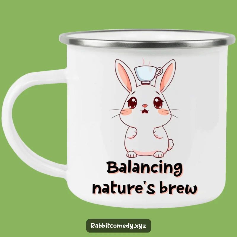 Funny Surprised Rabbit Camping Mug, Outdoor Teacup Balance, Adventurous Humorous Cup