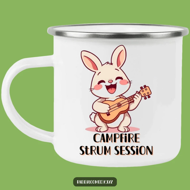 Funny Happy Rabbit Ukulele Camping Mug: Outdoor Music Cup