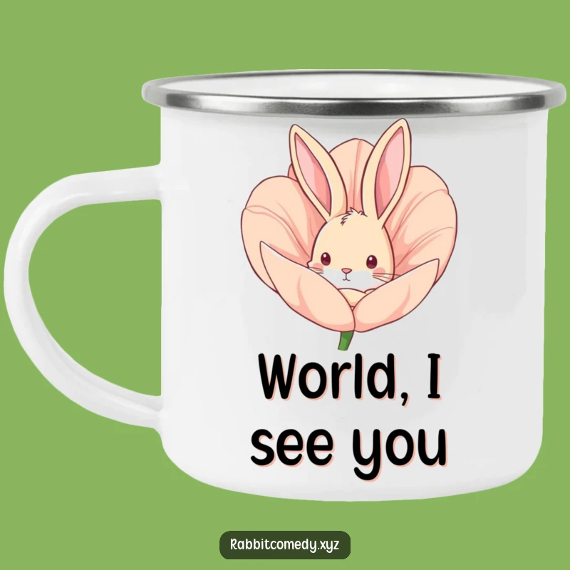 Funny Curious Rabbit Camping Mug, Durable and Hilarious for Outdoor Adventures
