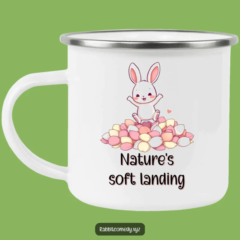 Funny Jumping Rabbit Camping Mug - Petal Paradise - Outdoor Fun Gift