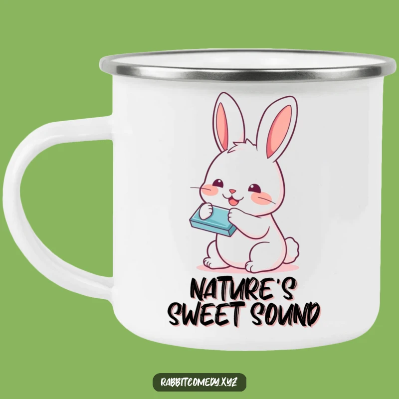 Funny Kawaii Rabbit Harmonica Camping Mug: Trail Tunes for Outdoor Fun