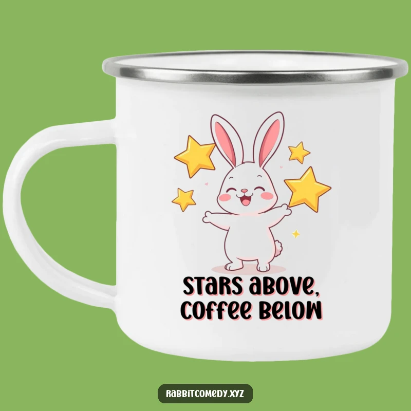 Funny Rabbit Juggling Stars Camping Mug: Outdoor Cheer Cup