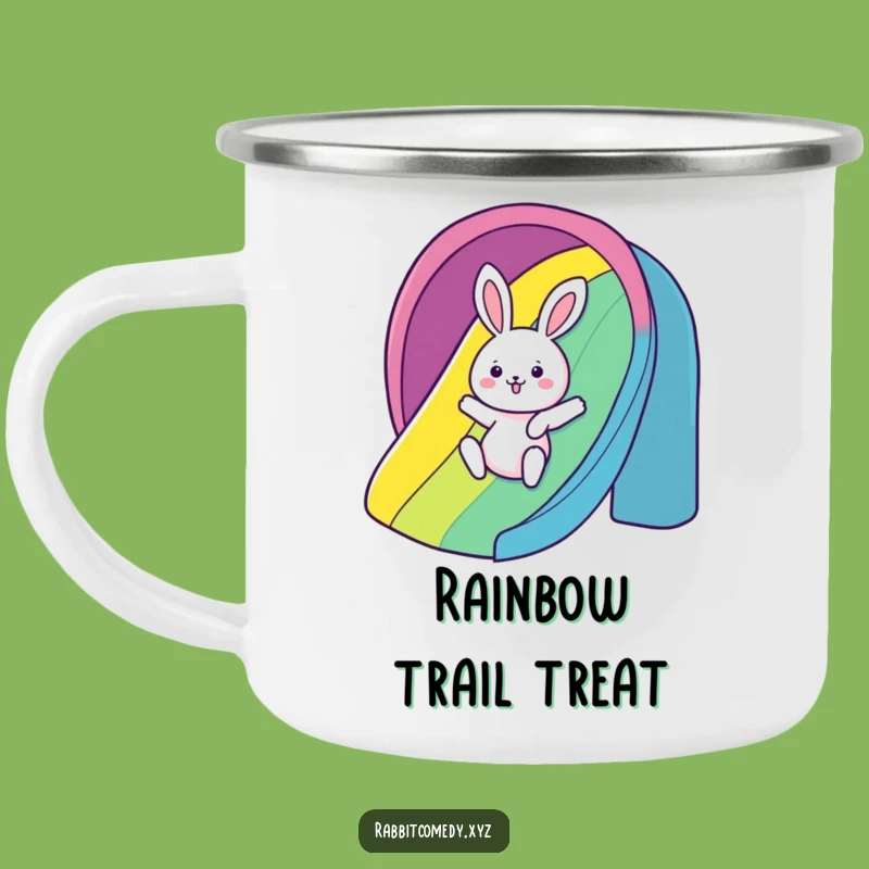 Funny Rainbow Slide Rabbit Camping Mug: Durable & Humorous Fun Gift!