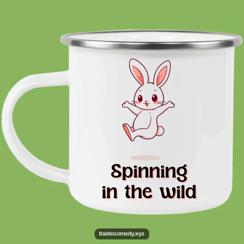 Funny Spinning Rabbit Camping Mug: Your Energetic Trail Companion