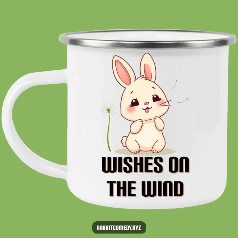Durable Funny Kawaii Rabbit Dandelion Camping Mug - Humorous Outdoor Essential