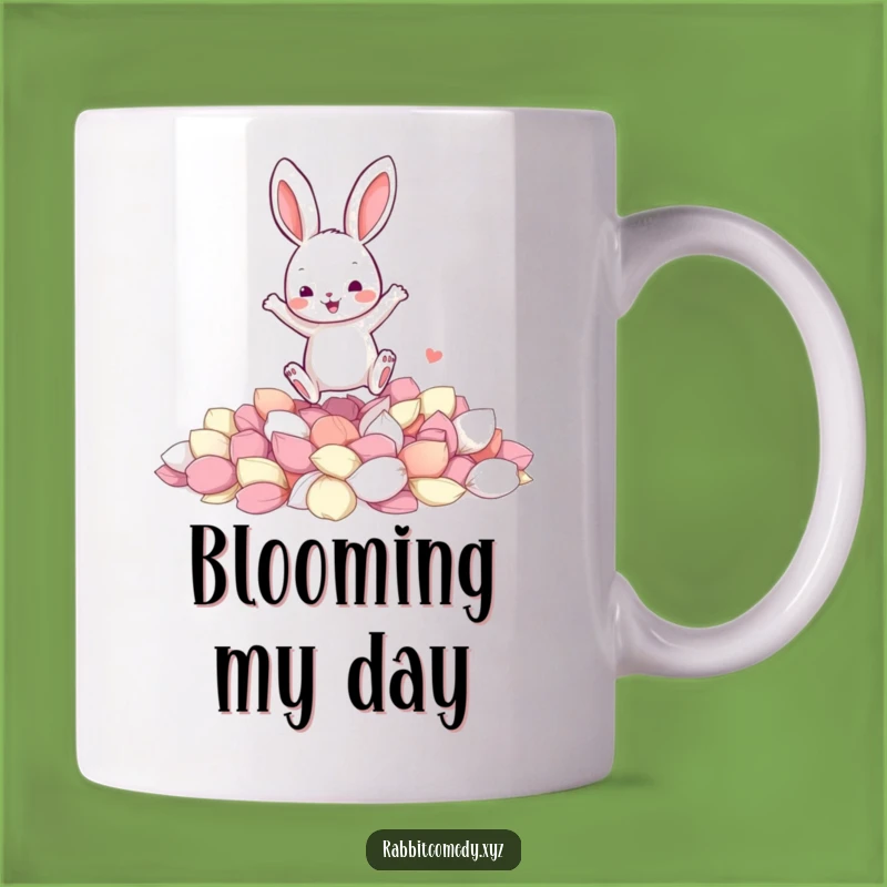 Funny Jumping Rabbit Petal Mug - Joyful Landing Fun - Spring Gift Idea