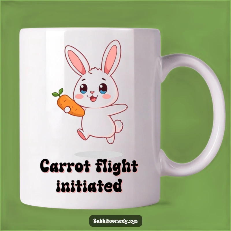 Funny Surprised Rabbit Mid-Air Carrot Mug - Hilarious Gift for Rabbit Lovers
