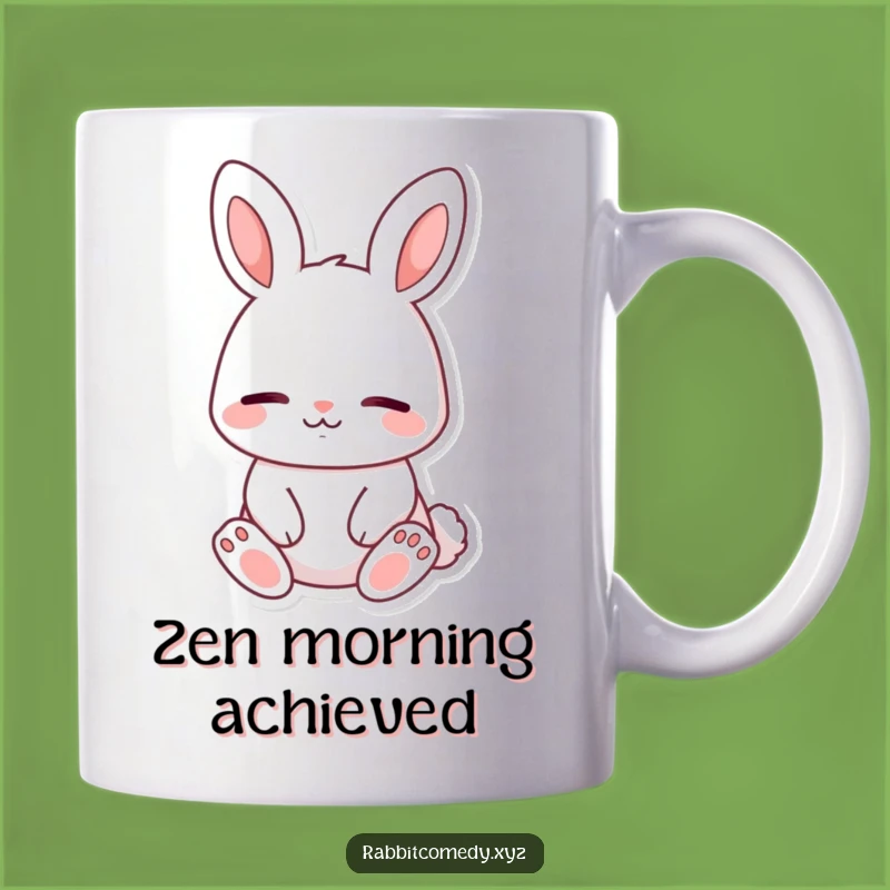 Funny Calm Rabbit Mug, Peaceful Smile Design, Relaxing Gift Idea for Serenity