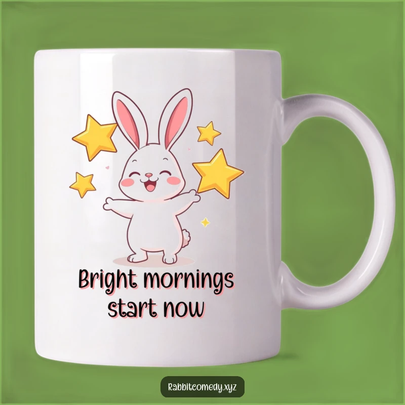 Funny Rabbit Juggling Stars Mug: Cheerful Character Gift