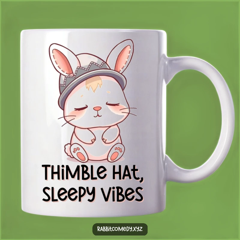 Funny Sleepy Rabbit Thimble Hat Mug, A Hilarious Gift for Tired Souls
