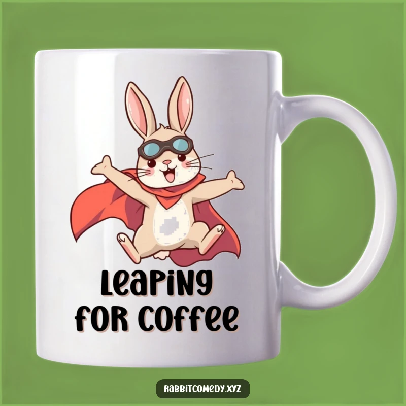 Funny Superhero Rabbit Leap Mug: The Ultimate Funny Gift for Heroes!