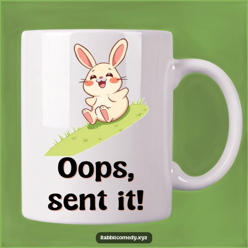 Funny Giggling Rabbit Rolling Downhill Mug - Hilarious Animal Gift Idea