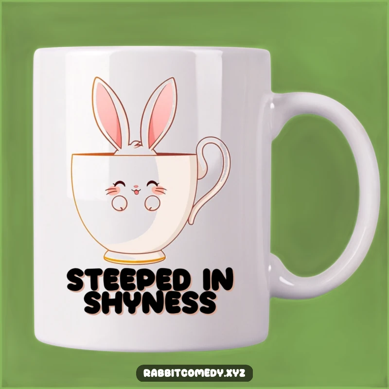 Funny Shy Rabbit Teacup Mug - Bashful Smile Delight - Adorable Gift Idea