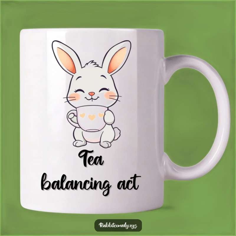 Funny Smiling Rabbit Teacup Balance Mug - Whimsical & Chic Gift