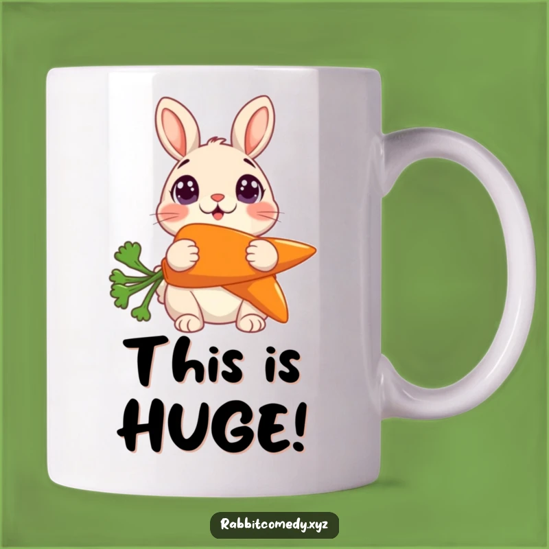 Funny Surprised Rabbit Carrot Mug: Wide Eyes Character Funny Gift