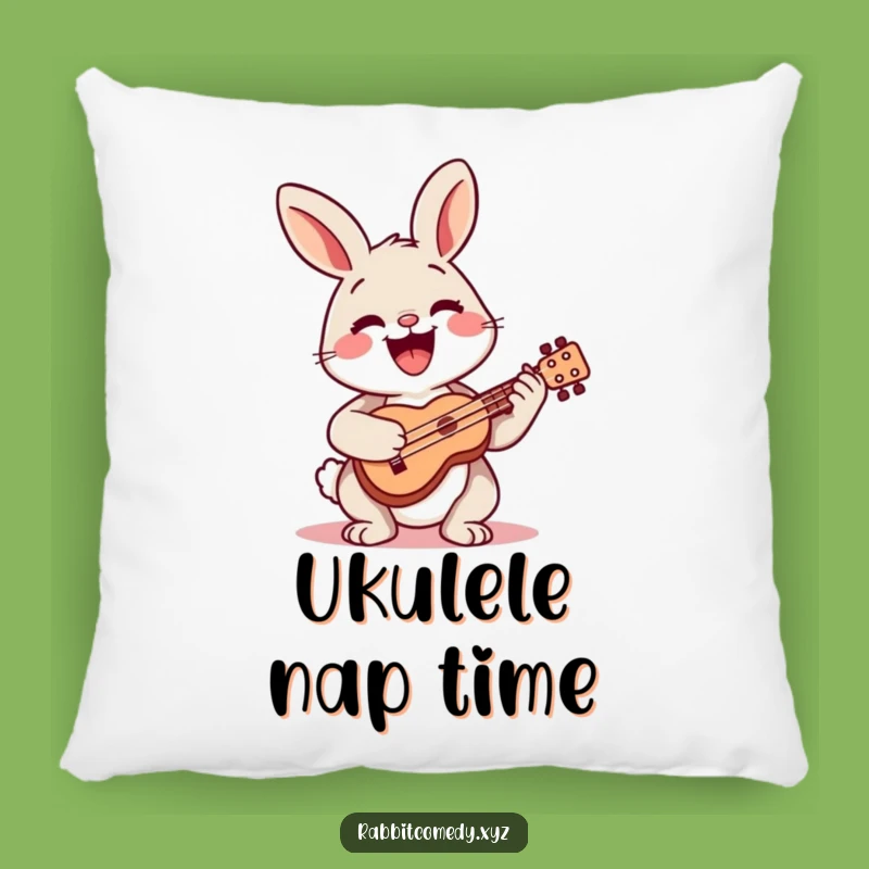 Funny Happy Rabbit Ukulele Pillow: Cozy Musical Comfort