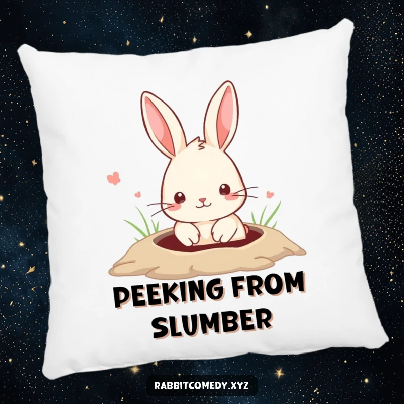 Funny Pillow with a cute rabbit peeking from a hole, offering cozy comfort and a heartwarming, humorous touch.