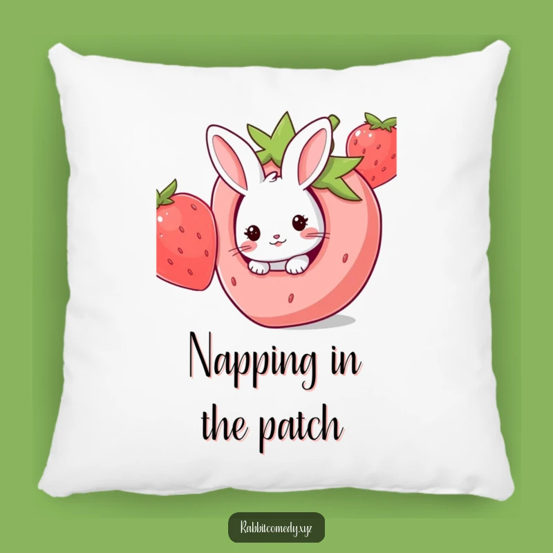 Funny Pillow: Kawaii Rabbit Strawberry Hide, Cozy Sweetness, Cheerful Decor