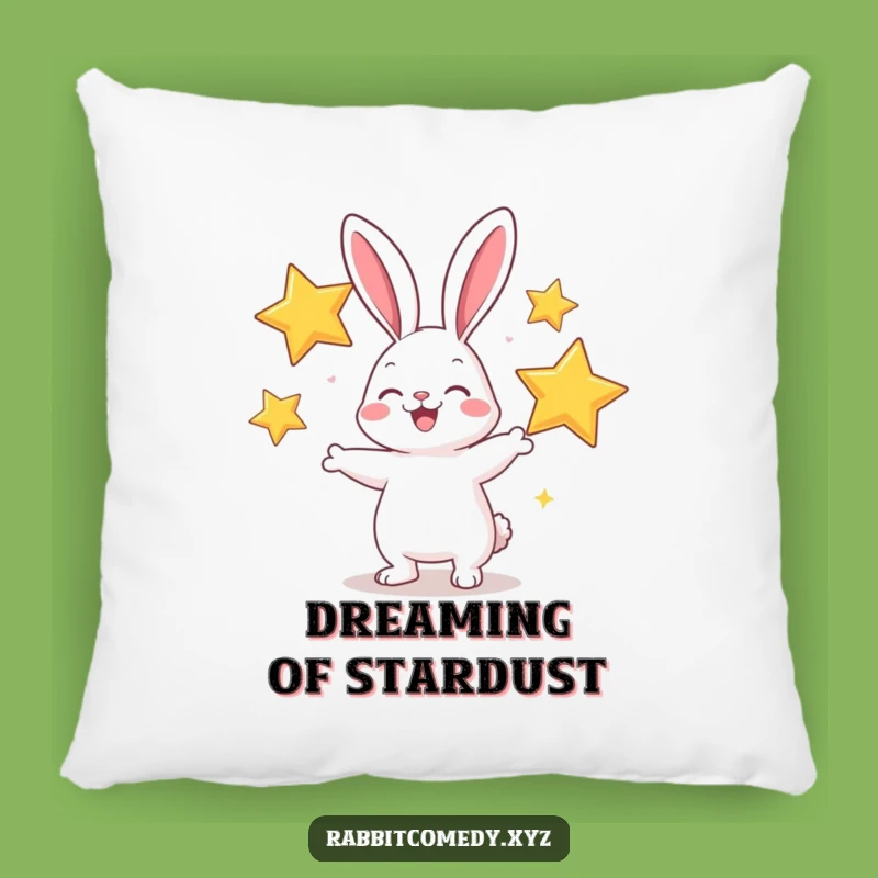 Funny Rabbit Juggling Stars Pillow: Cozy Cheerful Decor