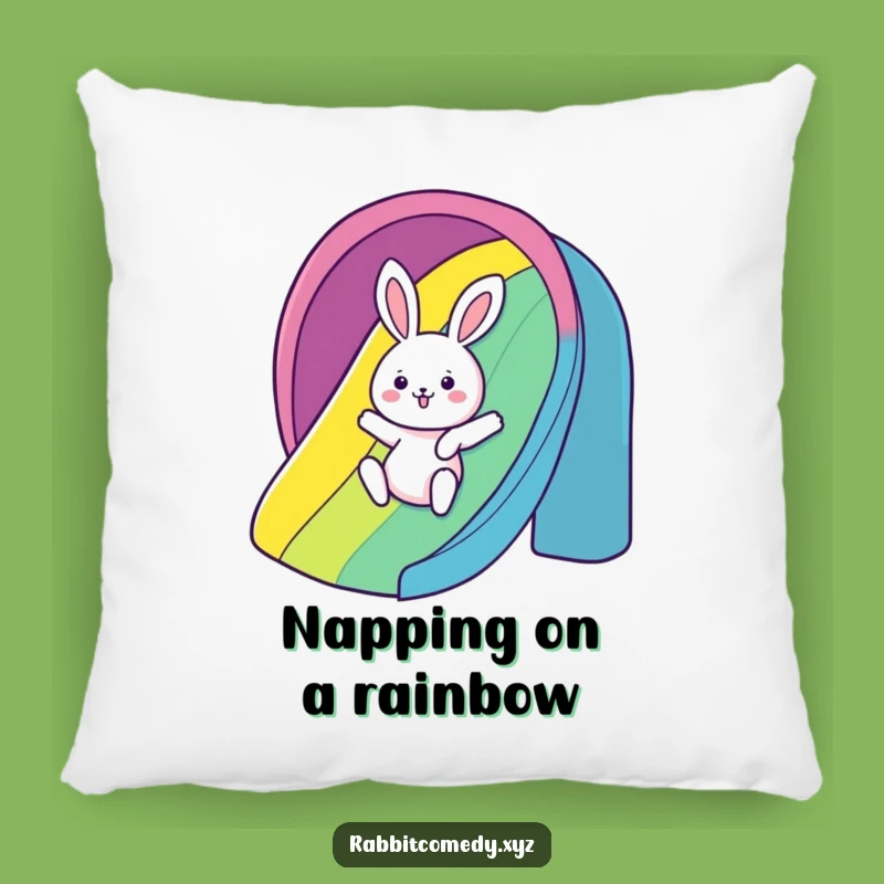 Funny Rainbow Slide Rabbit Pillow: Cozy & Humorous Fun Cushion - Gift!