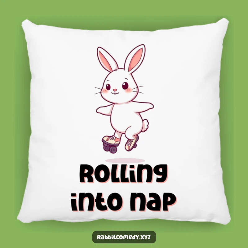 Funny Playful Rabbit Roller Skate Pillow: Soft Character Cozy Funny Gift