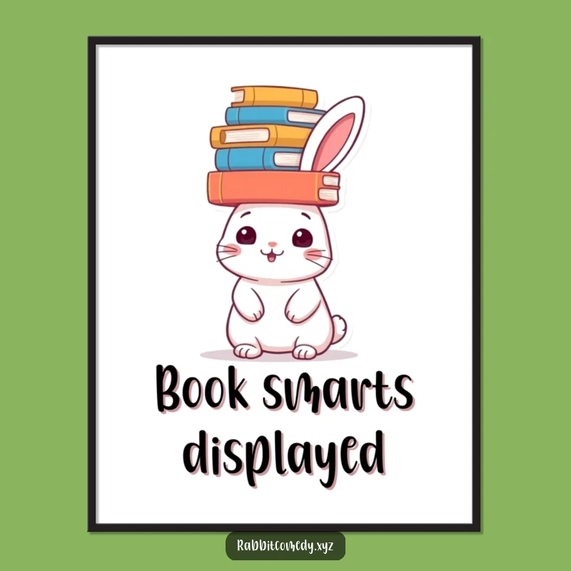 Funny Book Balancing Rabbit Digital Art: Instant Wit for Your Walls, A Funny Gift!