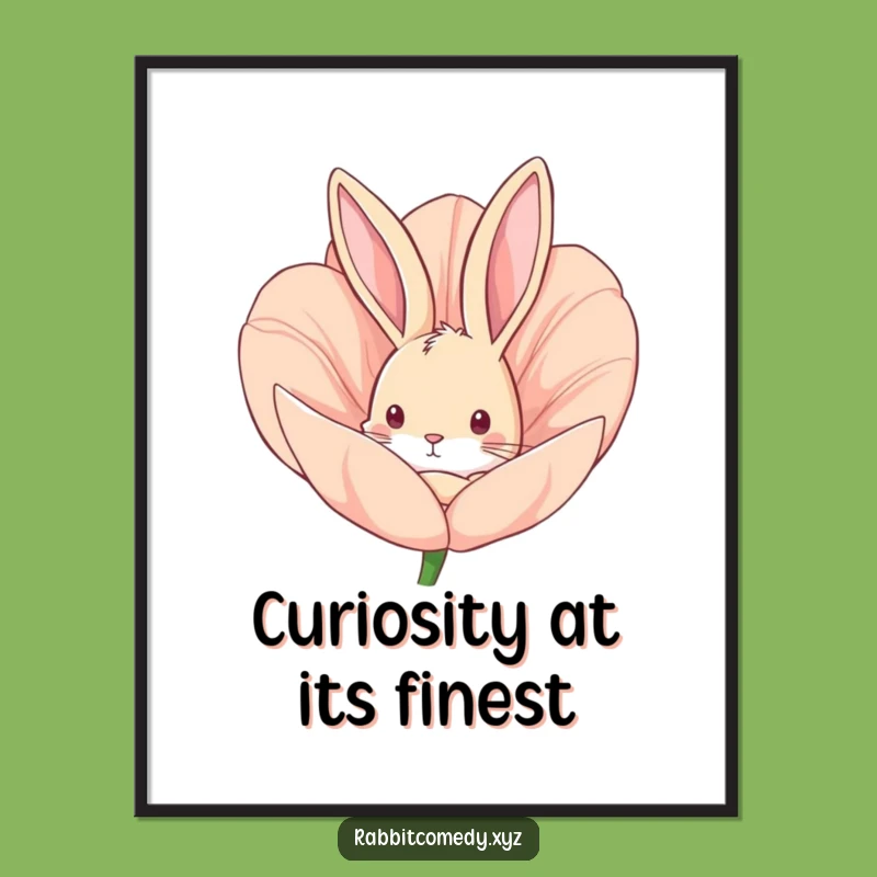 Funny Curious Rabbit Digital Art Print, Instant Hilarious Whimsy for Your Walls