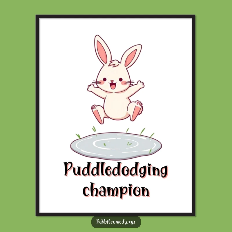 Funny Determined Rabbit Digital Art, Instant Motivational Charm for Walls