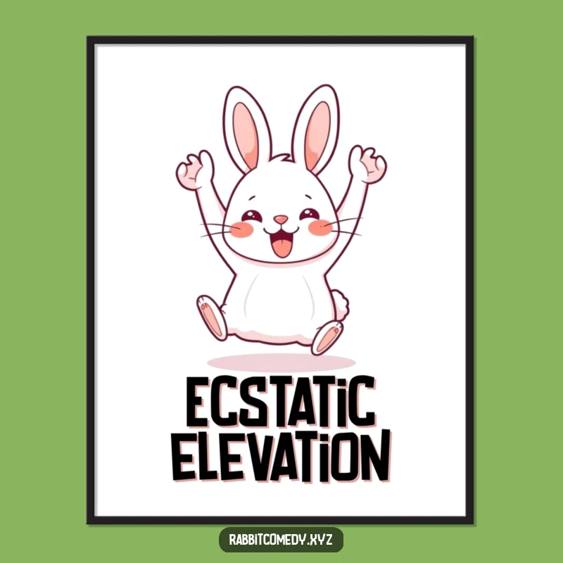 Funny Digital Art Print: Kawaii Rabbit's Hop, Instant Joyful Decor