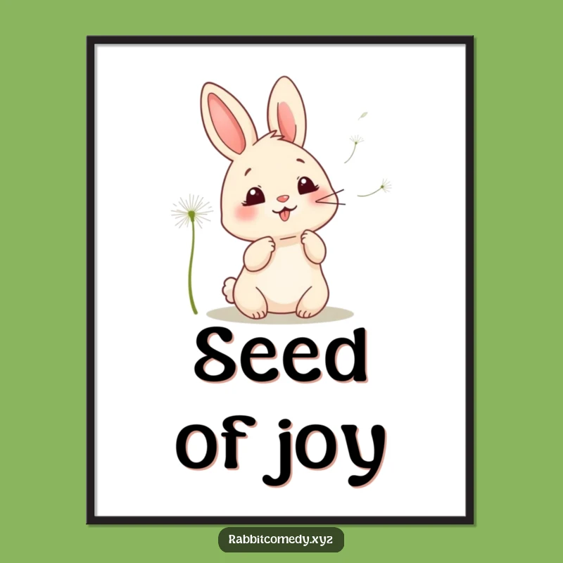Funny Kawaii Rabbit Dandelion Digital Art - Instant Humorous Decor for Your Walls