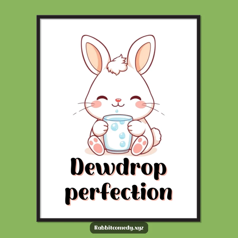 Funny Rabbit Dewdrop Digital Art - Instant Serene Decor with Humorous Charm