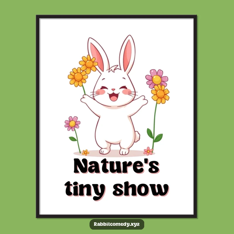 Funny Rabbit Juggling Flowers Digital Art: Instant Joy for Your Walls