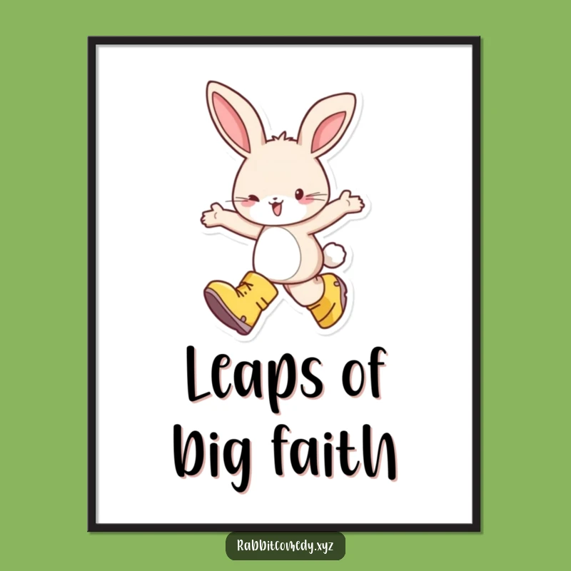 Funny Rabbit Boots Skipping Digital Art - Delightful Print