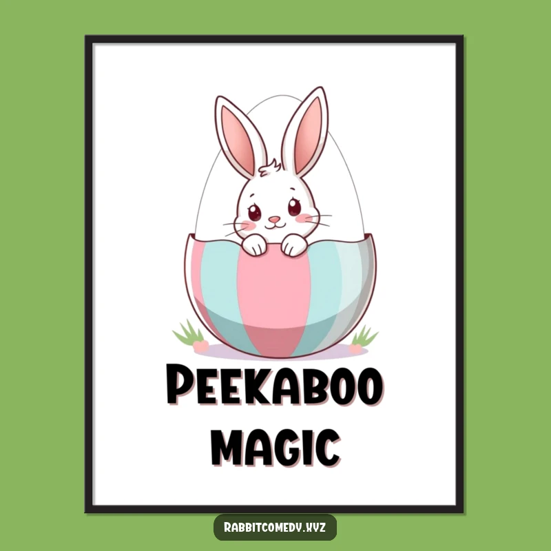 Funny Curious Rabbit Easter Digital Art: Peeking Bunny Printable Decor