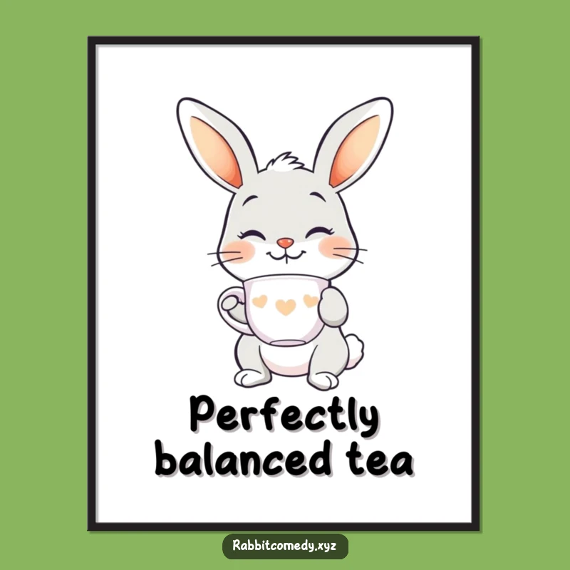 Funny Smiling Rabbit Teacup Digital Print - Instant Elegant Art