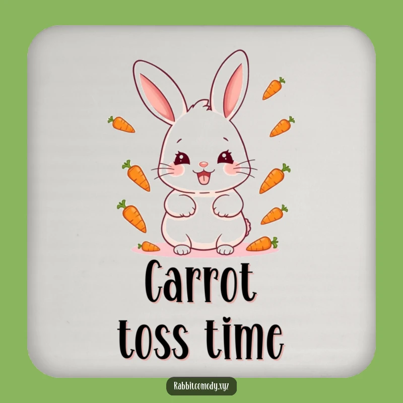Funny Kawaii Rabbit Carrot Juggling Coaster: Protect Surfaces with Charm