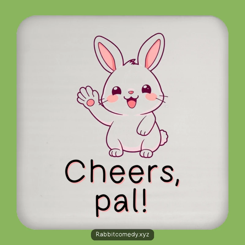 Funny Coaster Set: Kawaii Rabbit Wave, Protect Tables with Cute Humor