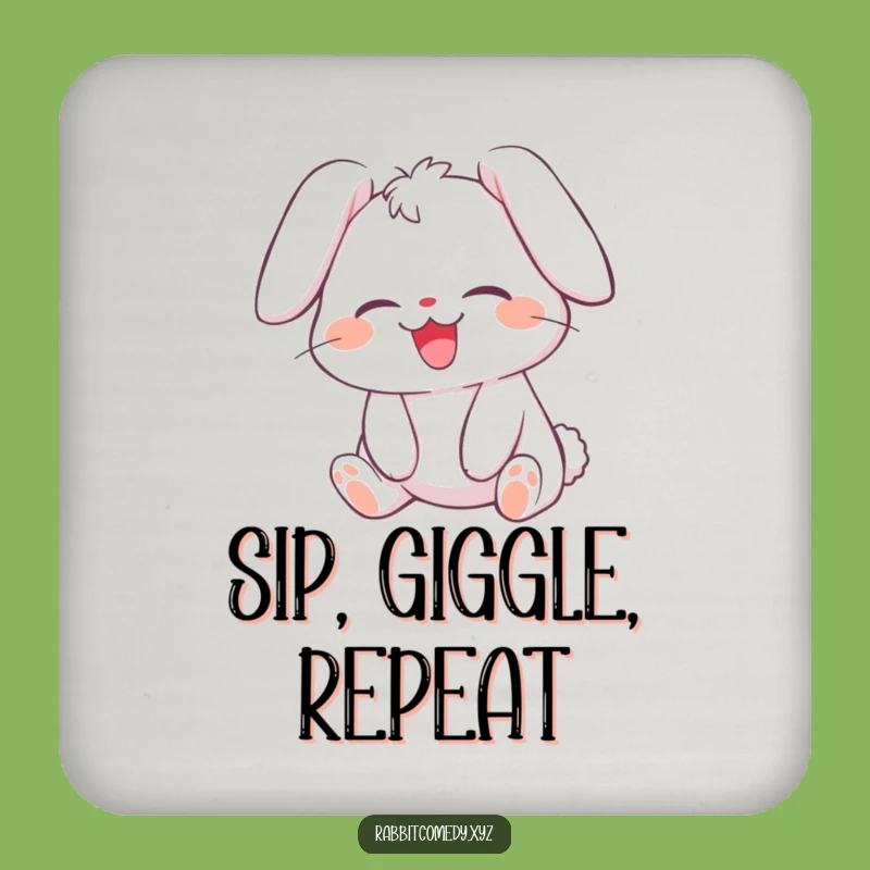 Funny Giggling Rabbit Coaster Set: Laughter Design, Unique Humorous Gift for Tables