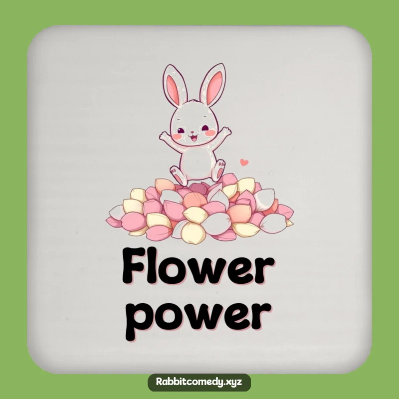 Funny Jumping Rabbit Coaster - Petal Protection - Colorful Drink Accent