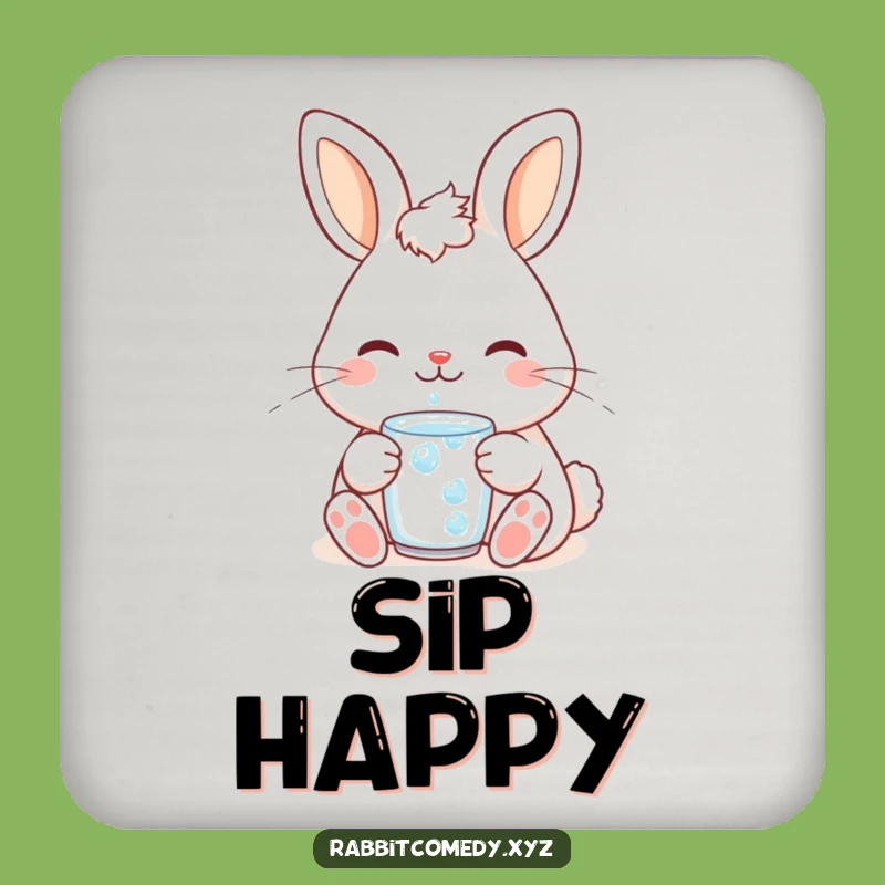 Funny Rabbit Dewdrop Drink Coaster - Protect Surfaces with Serene Humor