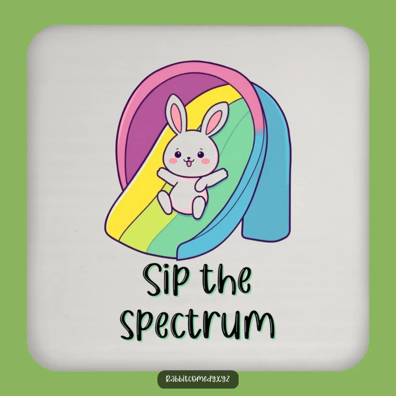 Funny Rainbow Slide Rabbit Coaster: Humorous Joyful Protector - Gift!